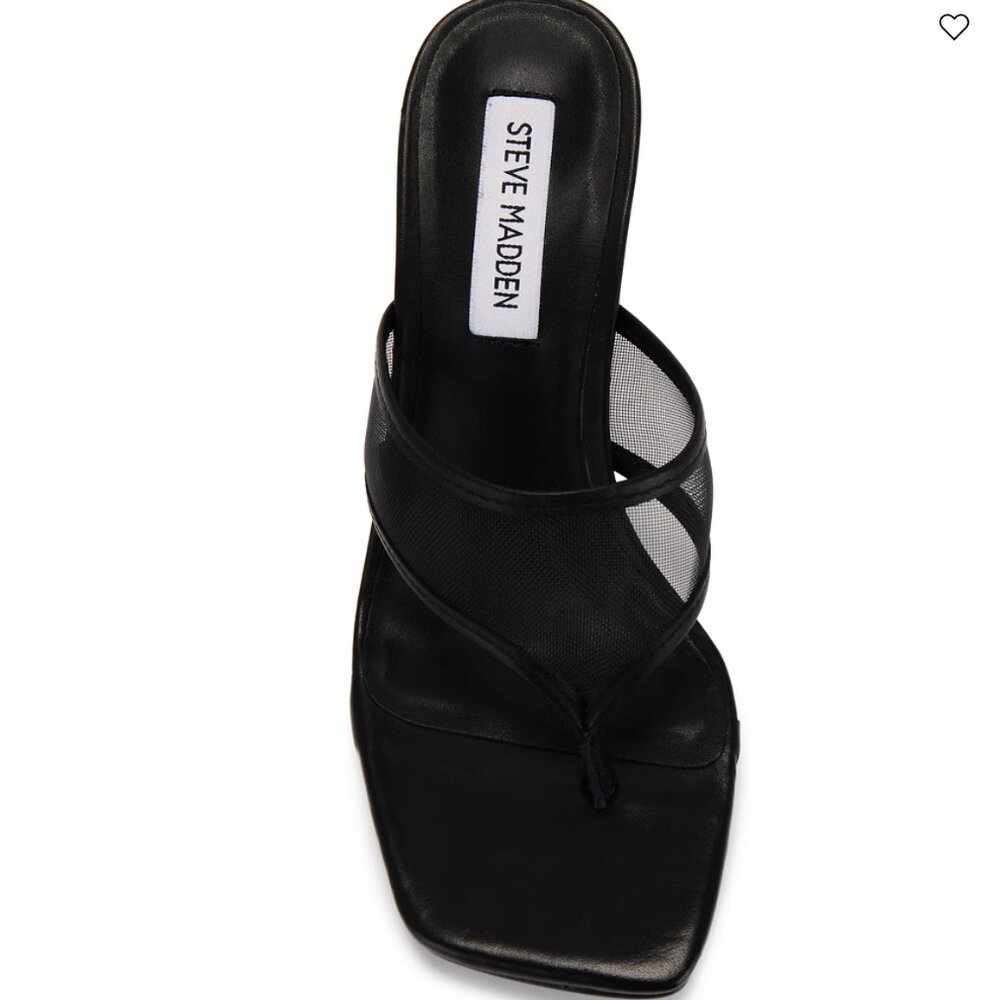Steve Madden Black Mesh Thong Heel Sandals - Picture 4 of 14